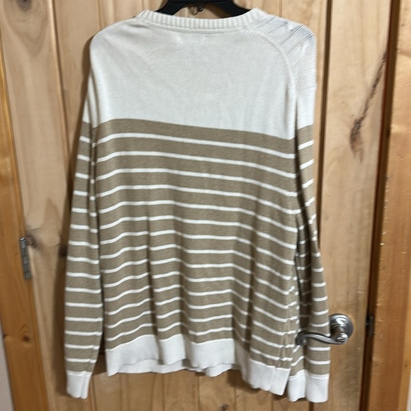 NAUTICAL Striped Cable Knit Sweater in Cream and Tan - Picture 4 of 5